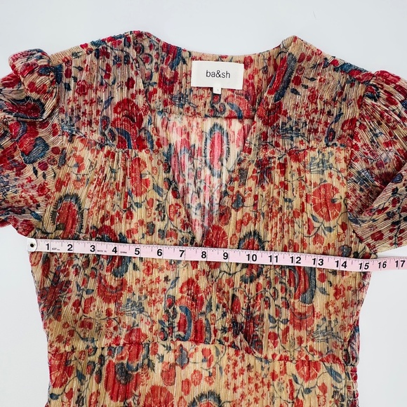 BA&SH Athena Metallic Floral Maxi Lady Dress US 4 Rouge Ethereal Coquette Prom - Picture 13 of 14